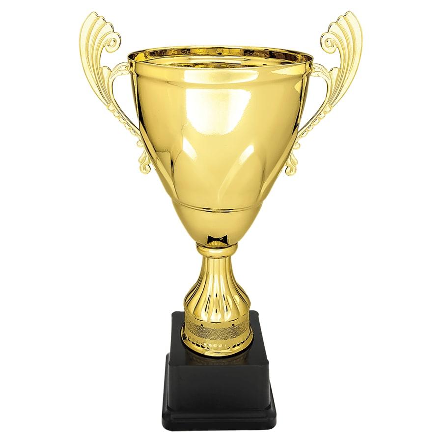 Completed Metal Cup Trophies, Blank (Single or 5) - 13" Gold Completed Metal Cup on Plastic Base