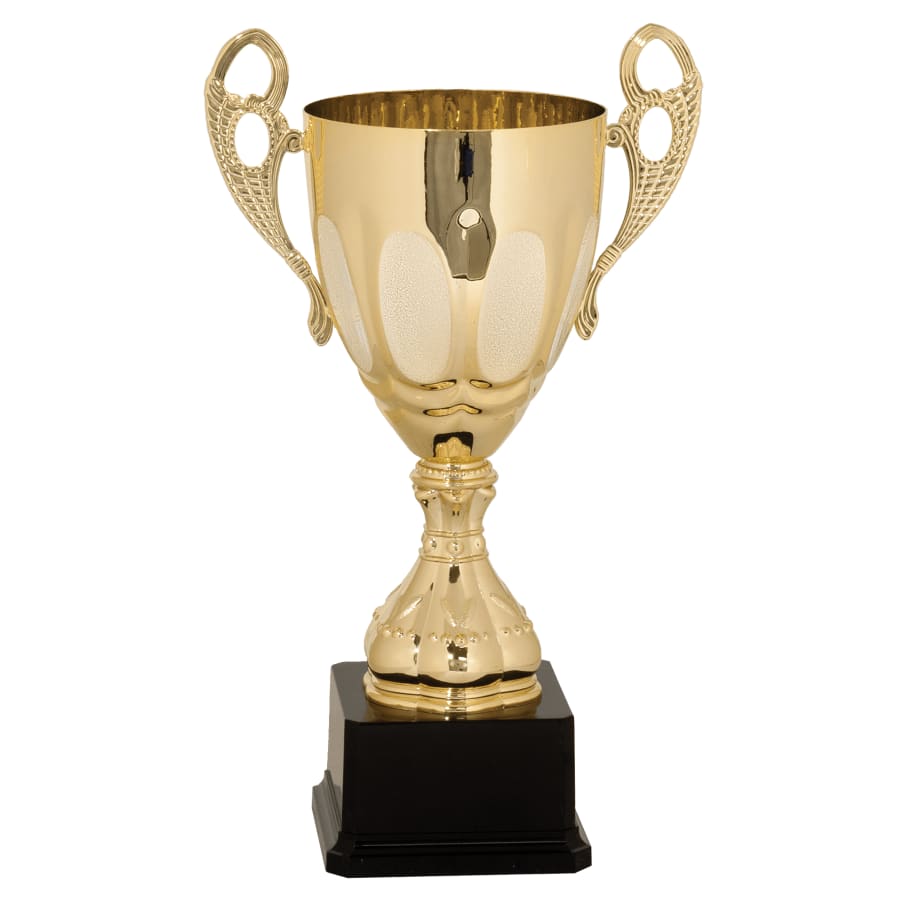 Completed Metal Cup Trophies, Blank (Single or 5) - 13" Gold Completed Metal Cup Trophy on Plastic Base (CMC702G)