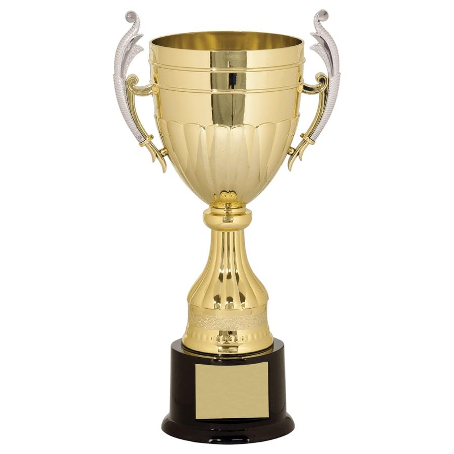 Completed Metal Cup Trophies, Blank (Single or 5) - 13" Gold/Silver Plastic Completed Cup Trophy