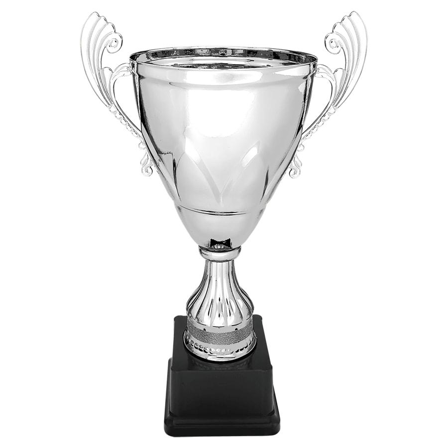 Completed Metal Cup Trophies, Blank (Single or 5) - 13" Silver Completed Metal Cup on Plastic Base