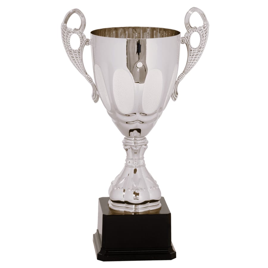 Completed Metal Cup Trophies, Blank (Single or 5) - 13" Silver Completed Metal Cup Trophy on Plastic Base (CMC702S)