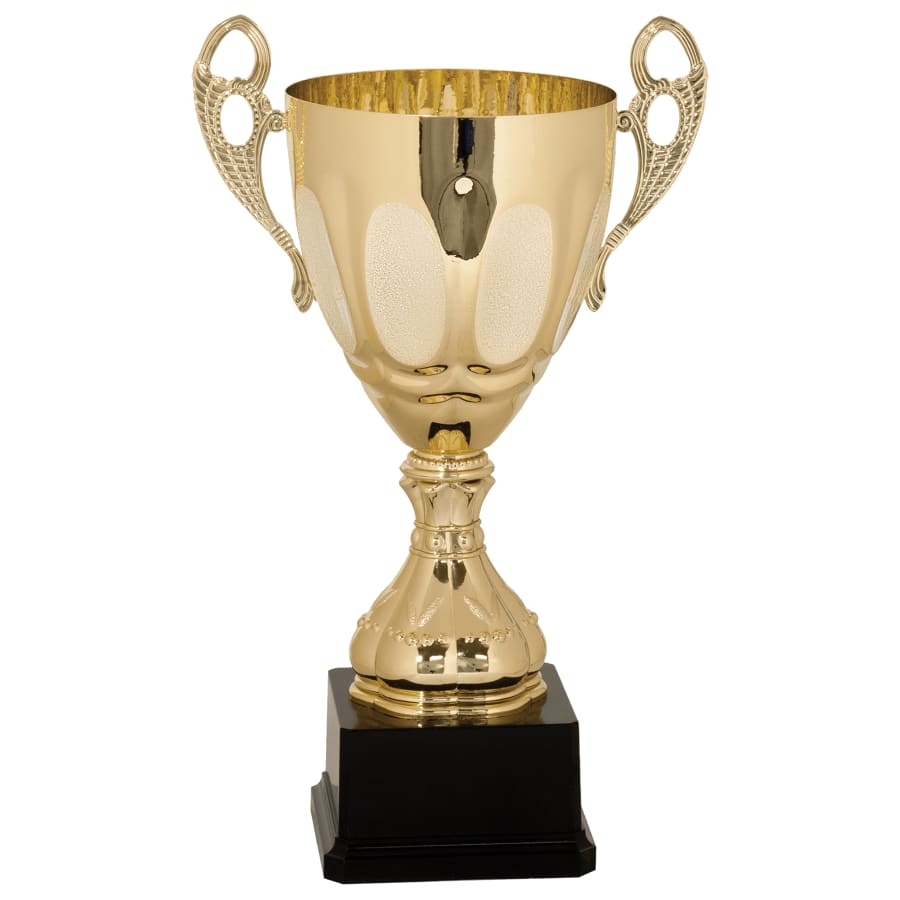 Completed Metal Cup Trophies, Blank (Single or 5) - 14" Gold Completed Metal Cup Trophy on Plastic Base