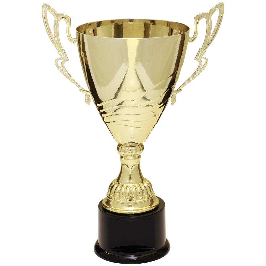 Completed Metal Cup Trophies, Blank (Single or 5) - 15" Gold Completed Metal Cup Trophy on Plastic Base