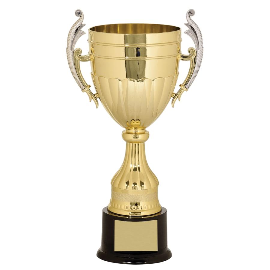 Completed Metal Cup Trophies, Blank (Single or 5) - 15" Gold/Silver Plastic Completed Cup Trophy