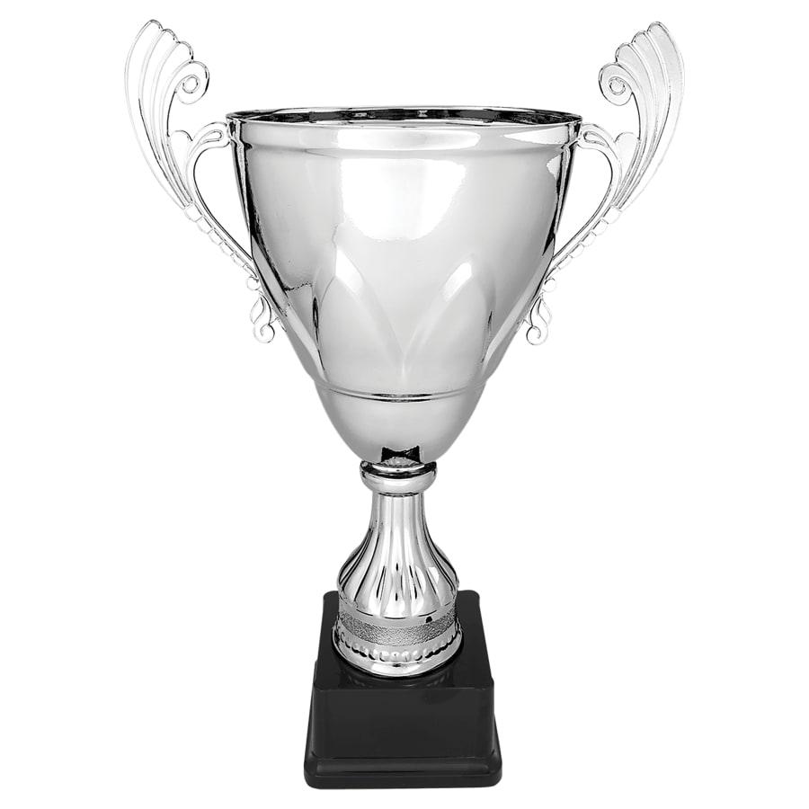 Completed Metal Cup Trophies, Blank (Single or 5) - 15" Silver Completed Metal Cup on Plastic Base