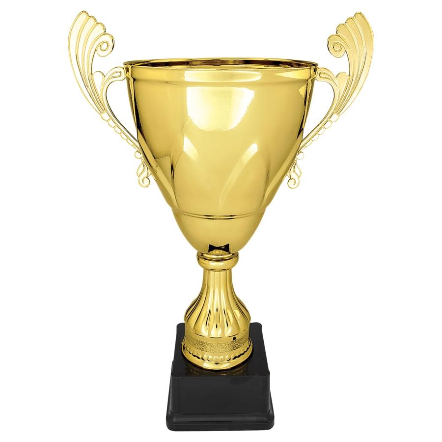 Completed Metal Cup Trophies, Blank (Single or 5) - 16 3/4" Gold Completed Metal Cup on Plastic Base