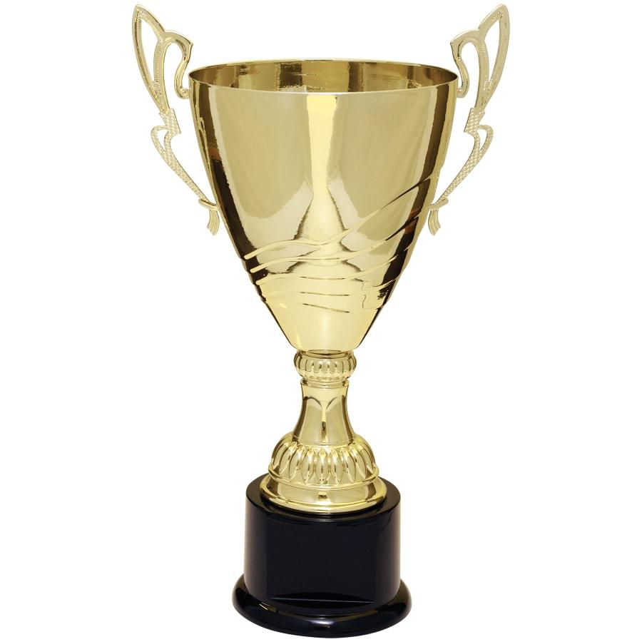 Completed Metal Cup Trophies, Blank (Single or 5) - 16 3/4" Gold Completed Metal Cup Trophy on Plastic Base