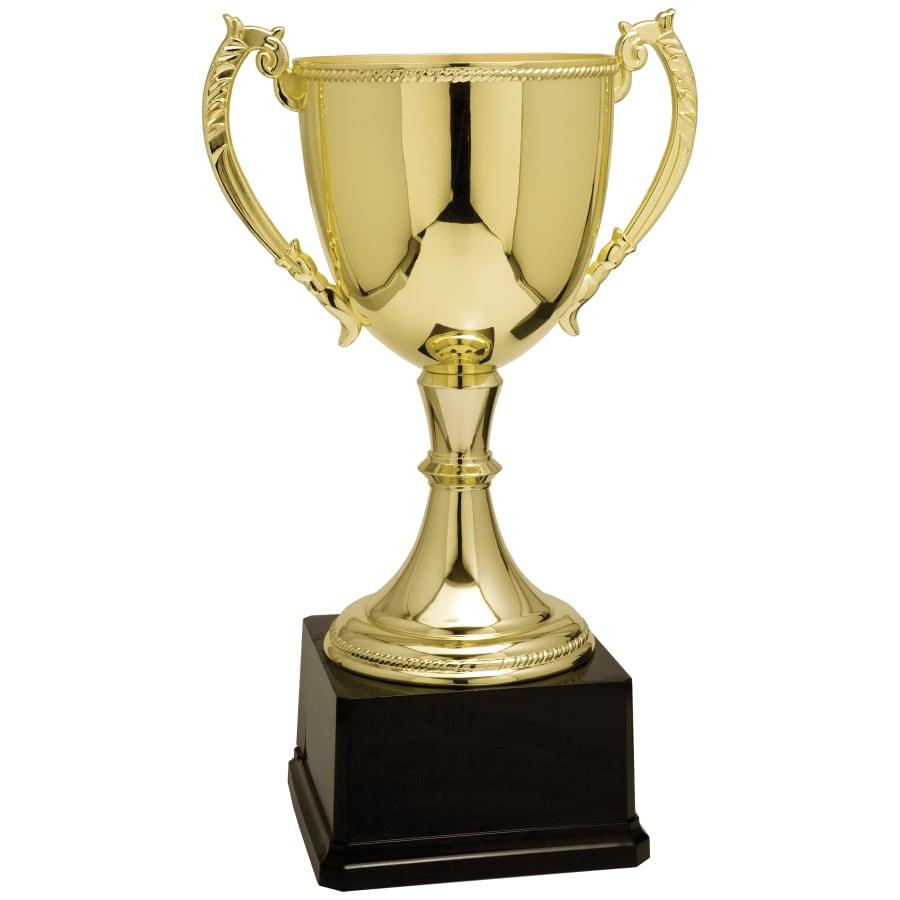 Completed Metal Cup Trophies, Blank (Single or 5) - 16 3/4" Gold Completed Zinc Cup Trophy