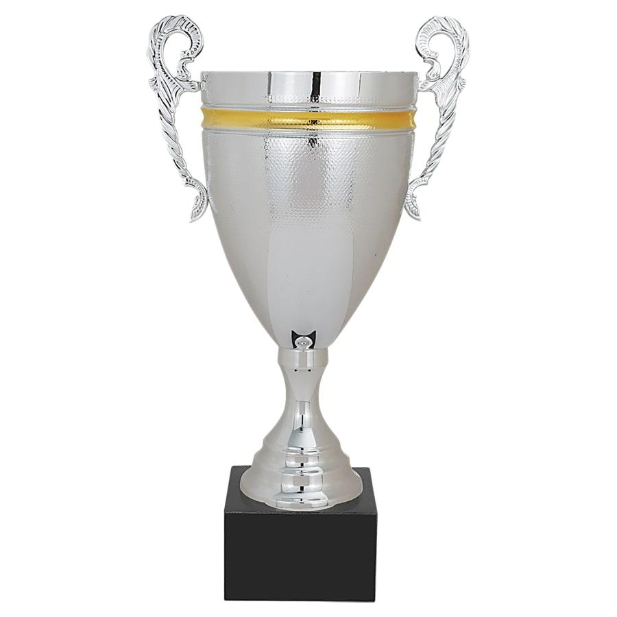 Completed Metal Cup Trophies, Blank (Single or 5) - 16 3/4" Silver/Gold Completed Metal Cup with Black Marble Base