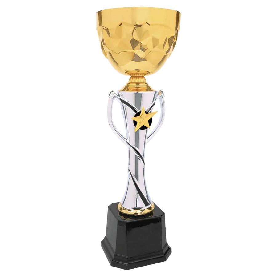 Completed Metal Cup Trophies, Blank (Single or 5) - 16" Silver/Gold Completed Metal Cup Trophy