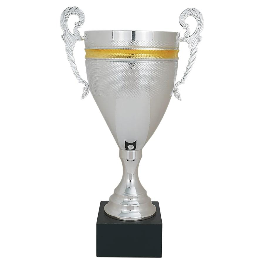 Completed Metal Cup Trophies, Blank (Single or 5) - 17 3/4" Silver/Gold Completed Metal Cup with Black Marble Base