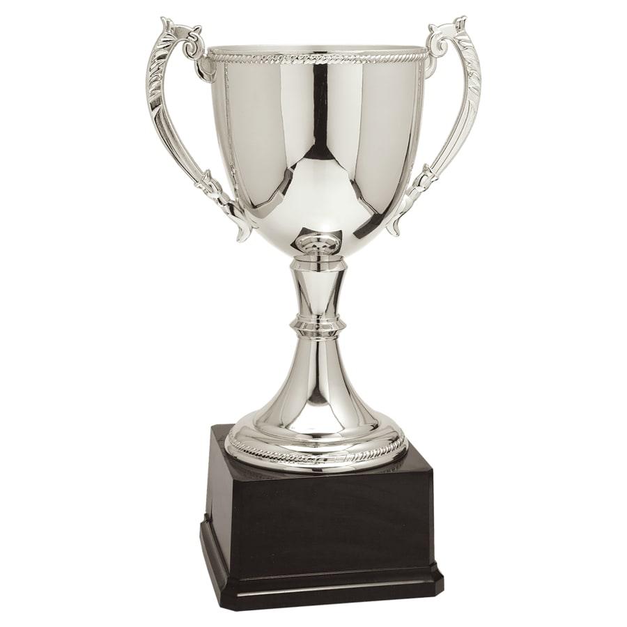Completed Metal Cup Trophies, Blank (Single or 5) - 18 1/4" Silver Completed Zinc Cup Trophy