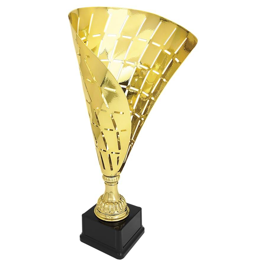 Completed Metal Cup Trophies, Blank (Single or 5) - 18" Gold Metal Flag Cup on Plastic Base