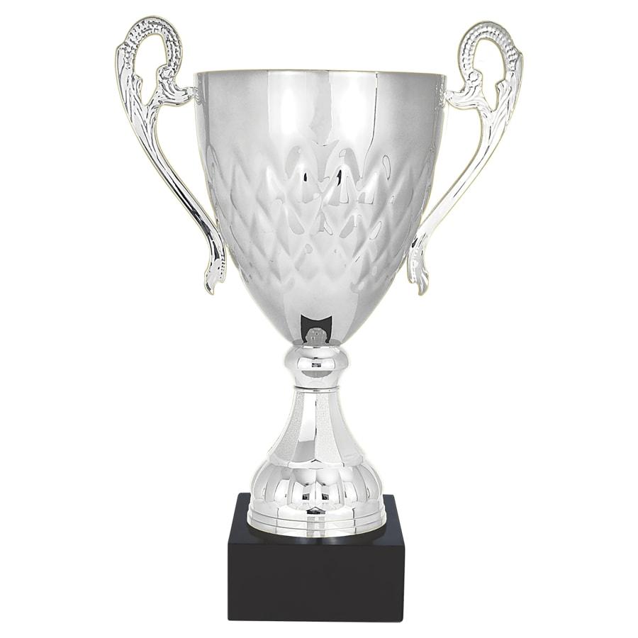 Completed Metal Cup Trophies, Blank (Single or 5) - 19 3/4" Silver Completed Metal Cup with Black Marble Base