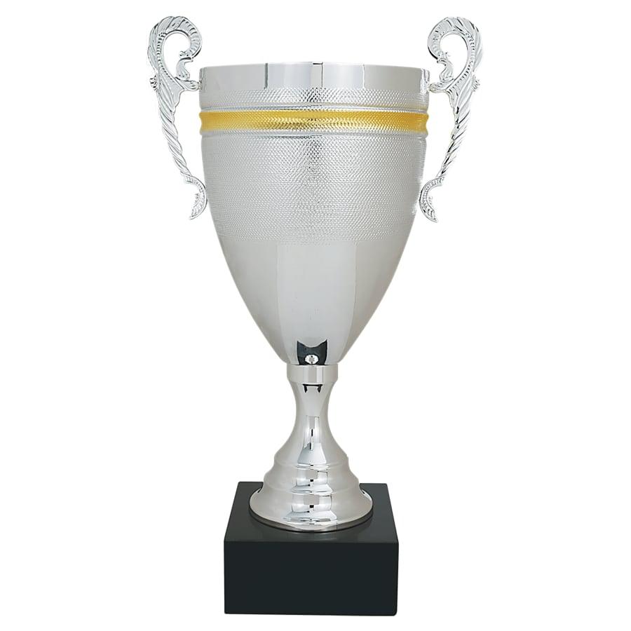Completed Metal Cup Trophies, Blank (Single or 5) - 20 1/4" Silver/Gold Completed Metal Cup with Black Marble Base