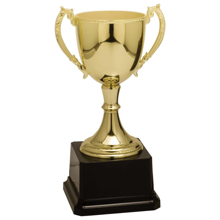 Completed Metal Cup Trophies, Blank (Single or 5) - 8 3/4" Gold Completed Zinc Cup Trophy