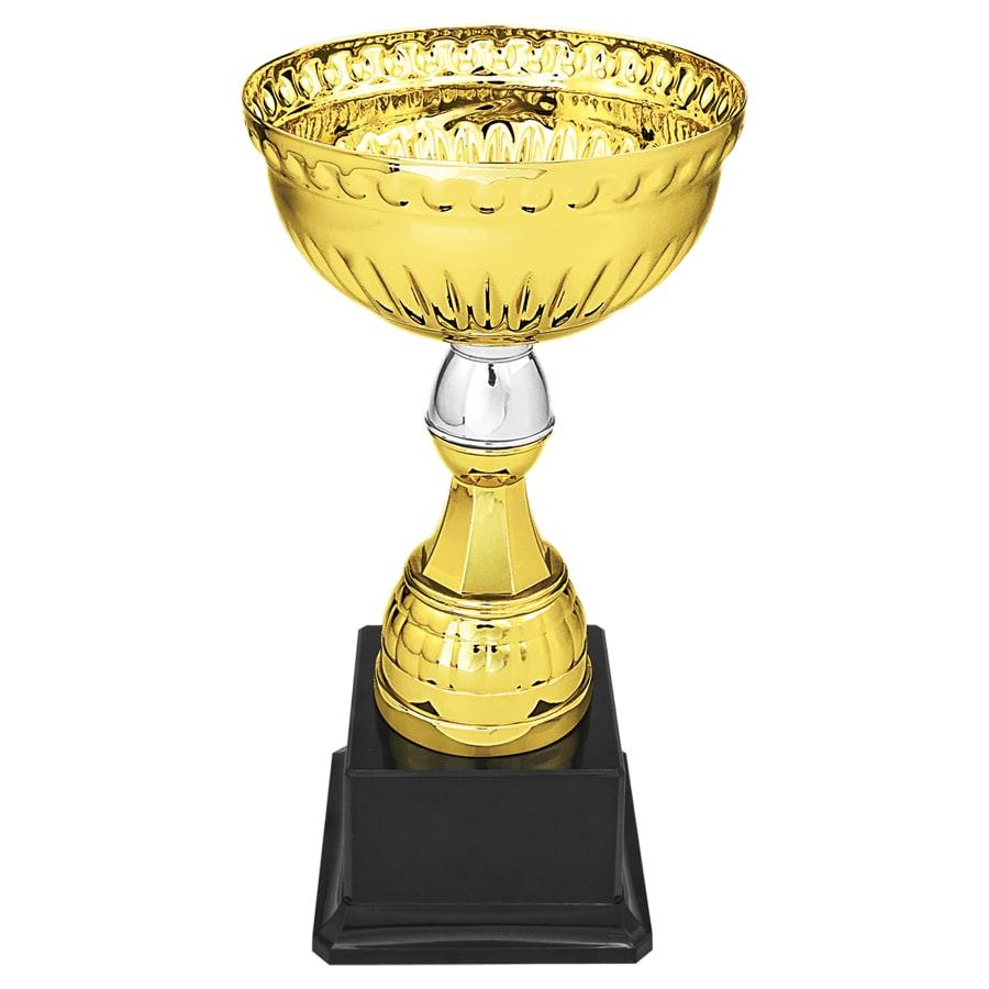 Completed Metal Cup Trophies, Blank (Single or 5) - 8 3/4" Gold & Silver Metal Cup with Plastic Stem and Base