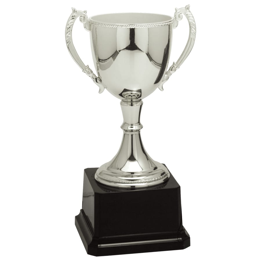 Completed Metal Cup Trophies, Blank (Single or 5) - 8 3/4" Silver Completed Zinc Cup Trophy