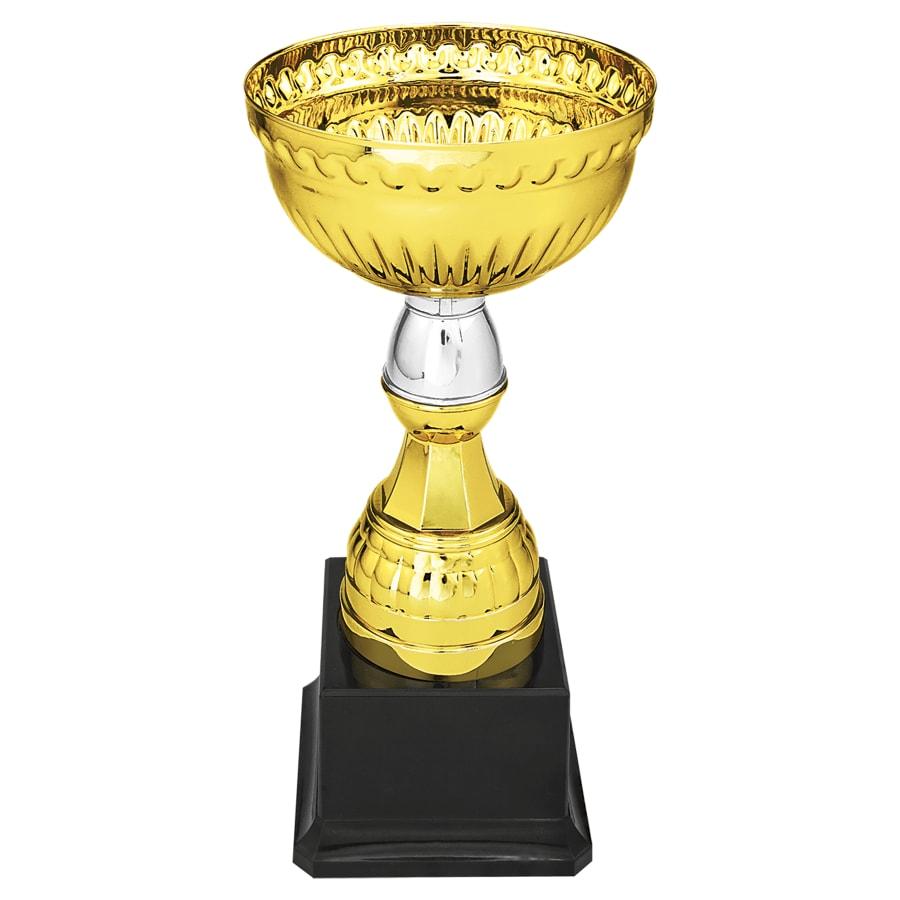 Completed Metal Cup Trophies, Blank (Single or 5) - 8" Gold & Silver Metal Cup with Plastic Stem and Base