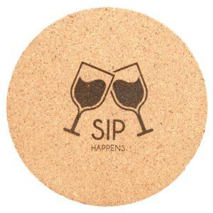 Personalized Cork Coasters, Round, Square or Car - 4" Round, Set of 4