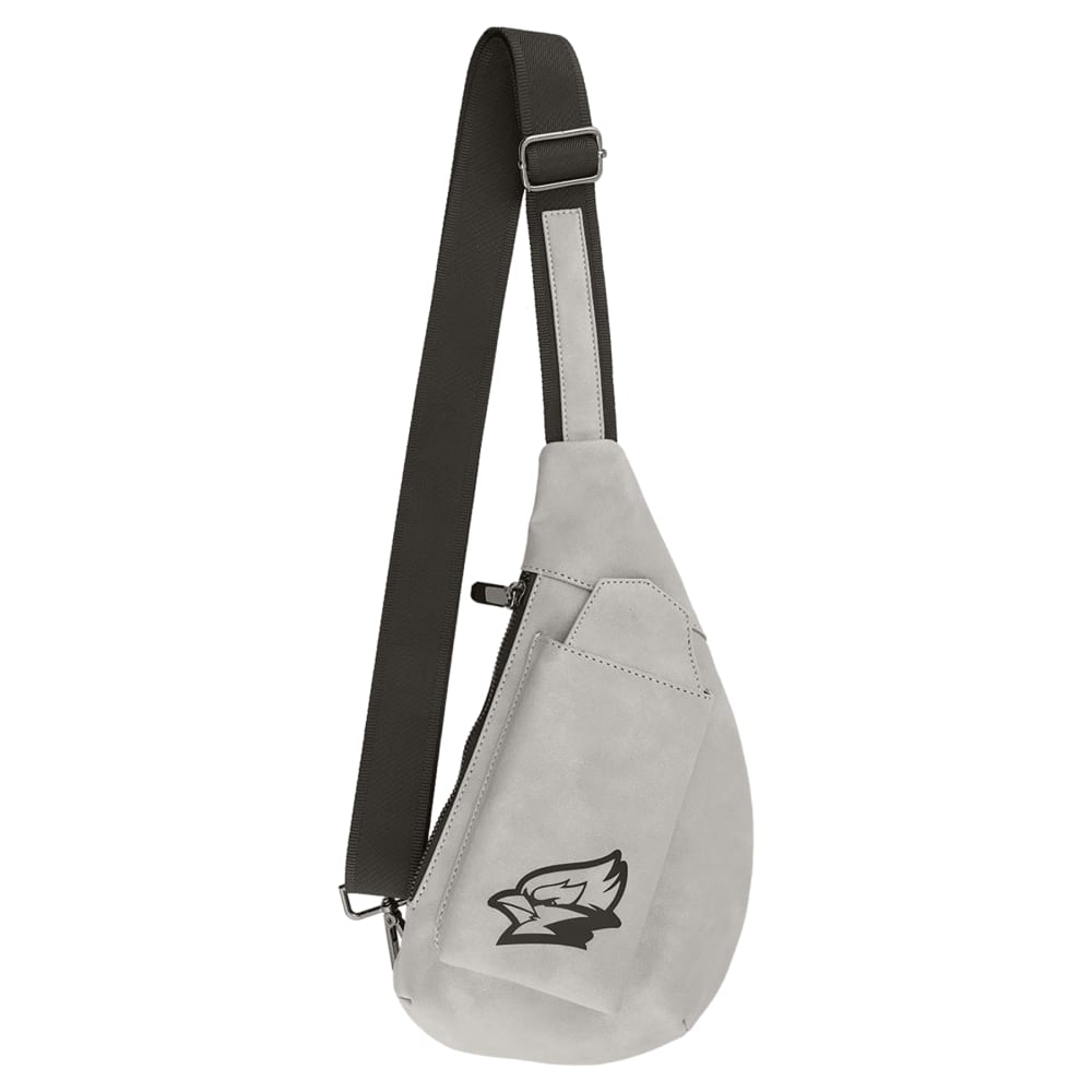 Personalized Faux Leather Sling Bag - Light Gray