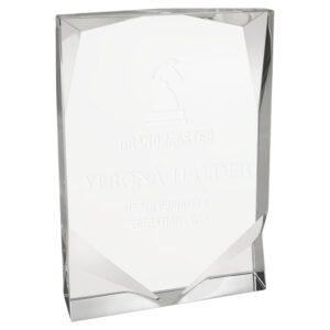 Personalized Crystal Award, Beveled Rectangle, Triangle or Tower - Beveled Rectangle, 4 1/2" x 6 1/2"