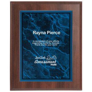 Designer Plaque Plates: Brass, Florentine, Hi-Relief and Acrylic - 5" x 7" Black Marble Acrylic Plaque Plate