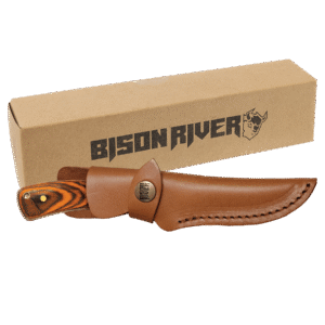 Personalized Bison River Fixed Blade Hunting Knife with Leather Sheath
