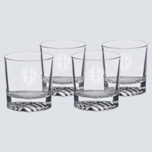 Engraved Rocks Glasses, Set of 4 - 9 oz. Round