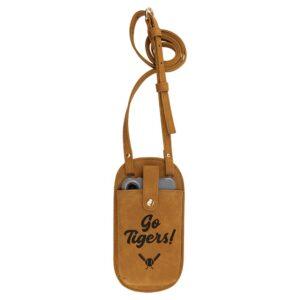 Personalized Slim Crossbody Phone Pouch - Light Brown
