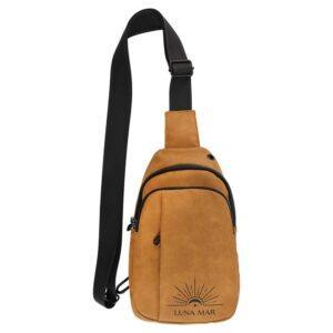 Personalized Faux Leather Crossbody Bag - Light Brown