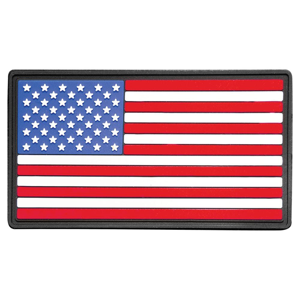 American Flag Patch, PVC with Heat-Press Adhesive - Red, White & Blue, 3 1/4" x 1 3/4", 1 Patch