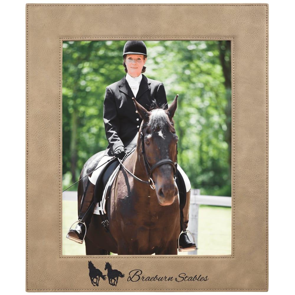Personalized Leather Picture Frame, Engraved Faux Leather - 8" x 10", Light Brown