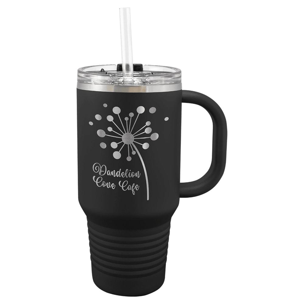 Personalized Polar Camel Tumbler with Handle and Straw - 32 oz., Black