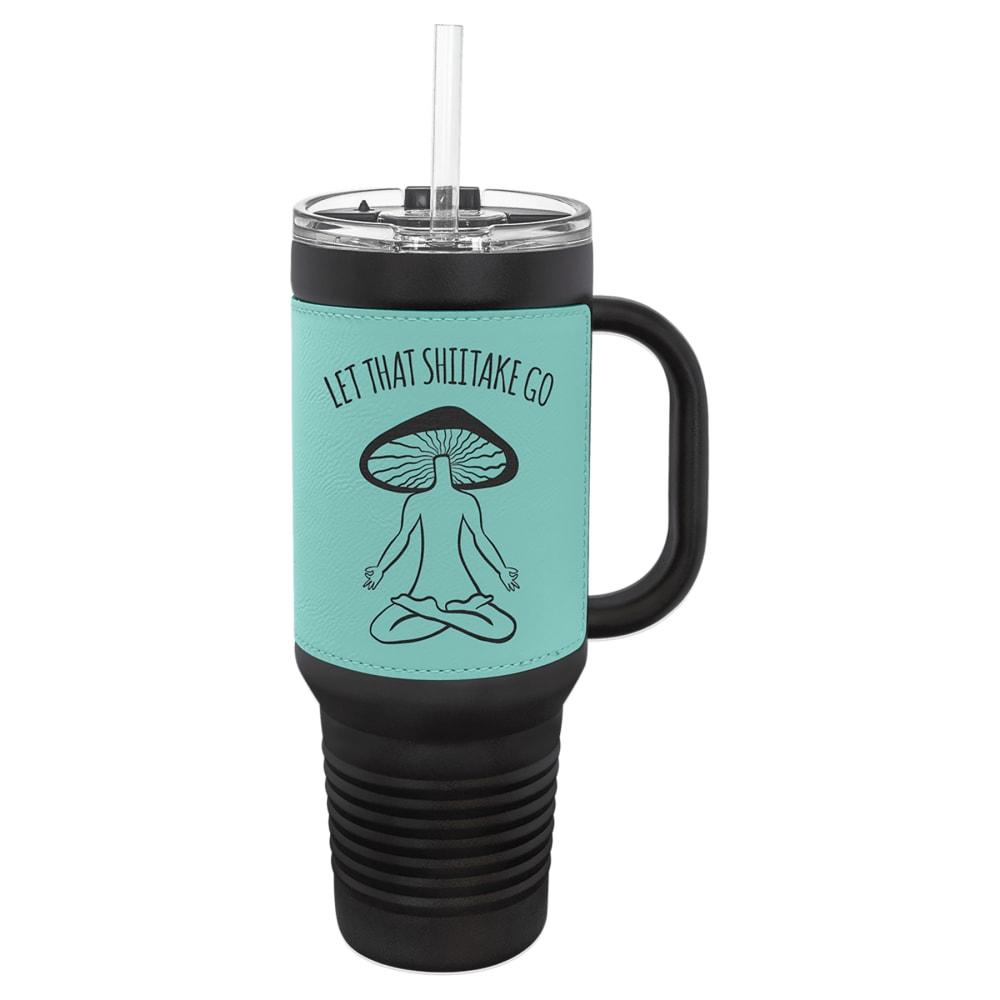 Personalized Polar Camel Tumbler with Handle and Straw - 40 oz., Black, Teal Wrap
