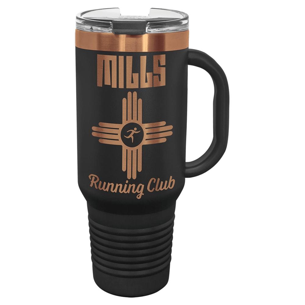 Personalized Polar Camel Tumbler with Handle and Straw - 40 oz., Black / Rose Gold