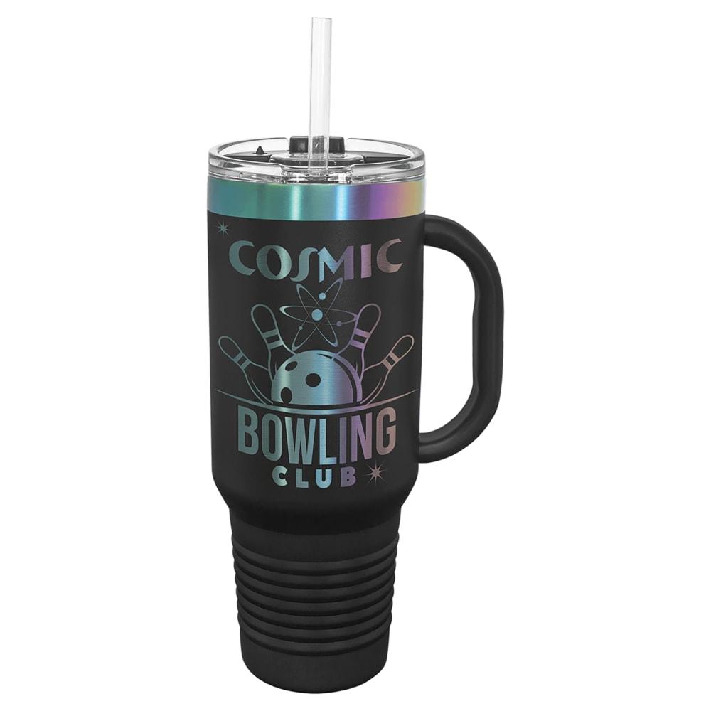 Personalized Polar Camel Tumbler with Handle and Straw - 40 oz., Black / Prism