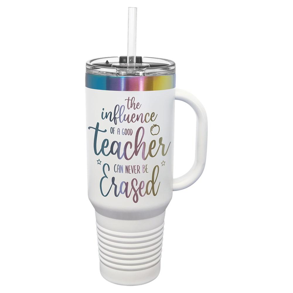 Personalized Polar Camel Tumbler with Handle and Straw - 40 oz., White / Prism