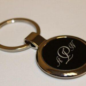 Engraved Black & Silver Keychain