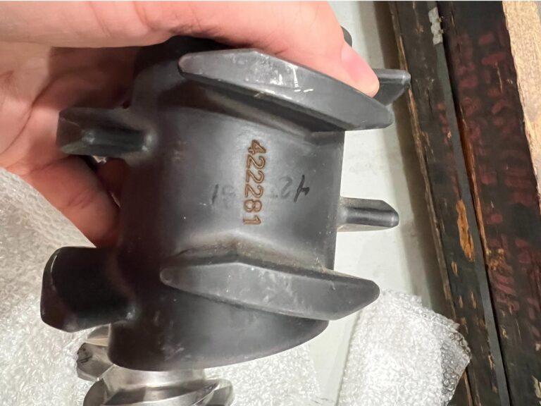 Part number laser marked on a cast metal housing