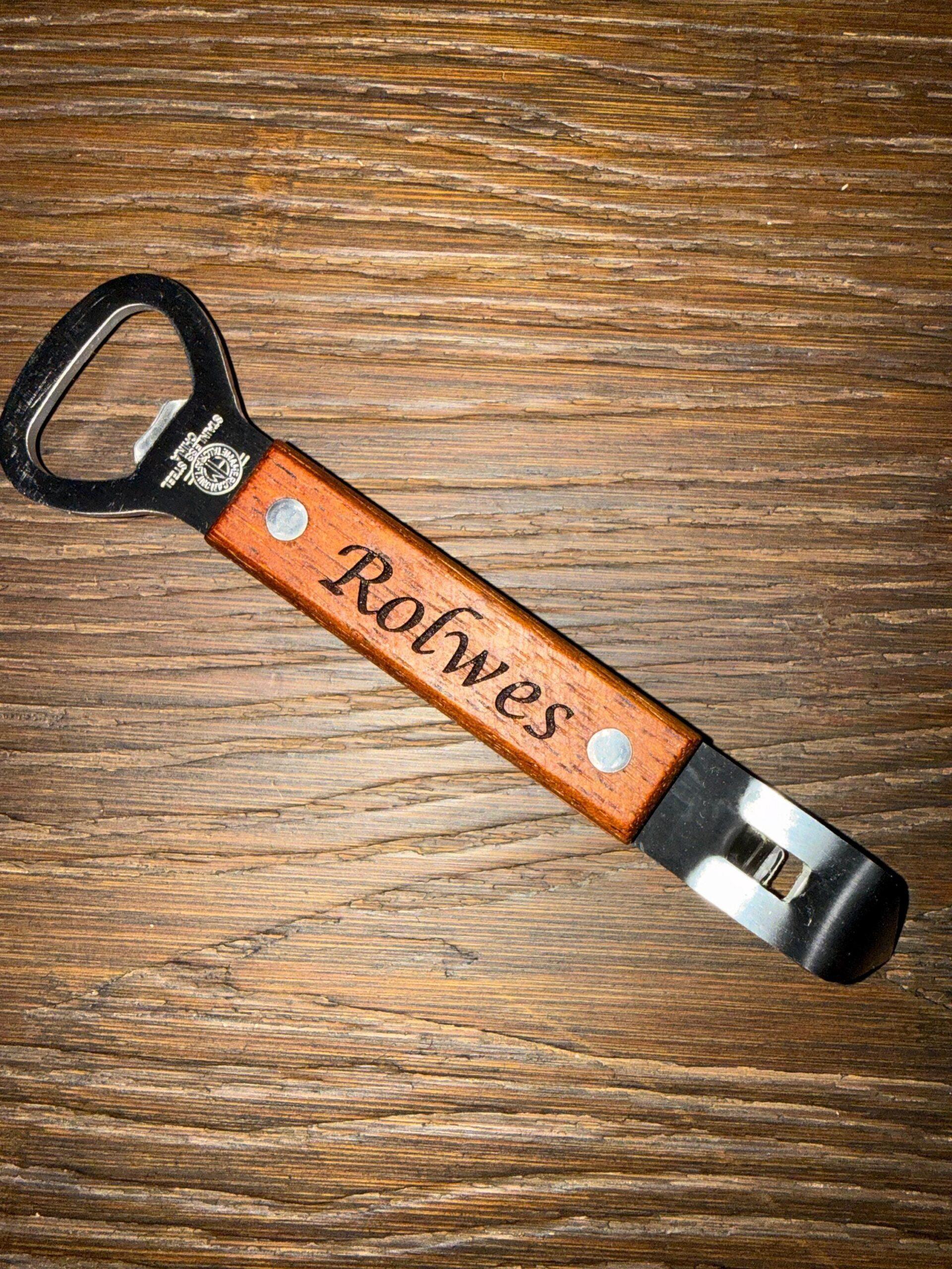 Personalized Wood Handle Can & Bottle Opener