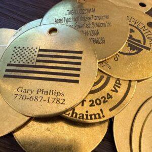 Engraved 2" Round Brass Tag