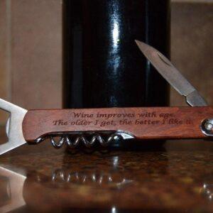 Personalized Wood Handle Wine Opener