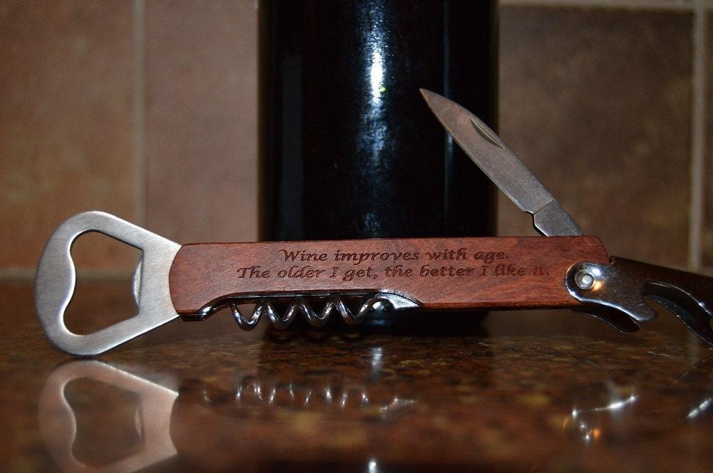 Personalized Wood Handle Wine Opener