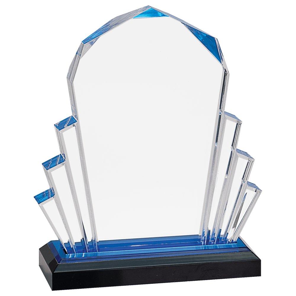 Impress Acrylic Awards, Blank (Faceted, Diamond, Jewel and More) - 6" x 8" Blue Faceted Impress Acrylic