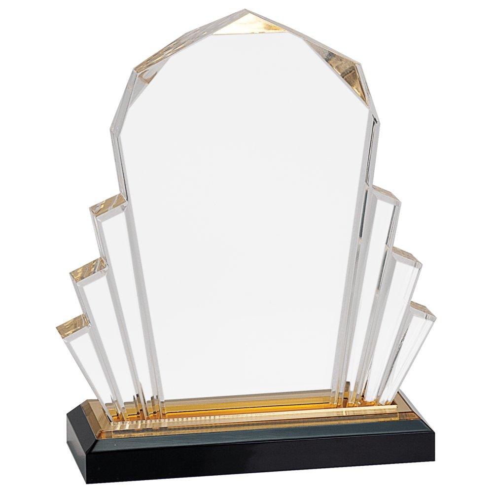 Impress Acrylic Awards, Blank (Faceted, Diamond, Jewel and More) - 6" x 8" Gold Faceted Impress Acrylic
