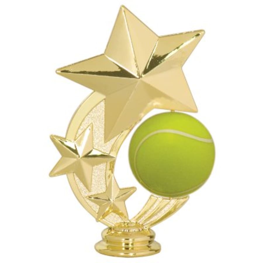 Individual Sport Trophy Figures: Track, Tennis, Golf, Bowling, Martial Arts and More (Packs) - 5" Tennis 3-Star Spinning Figure