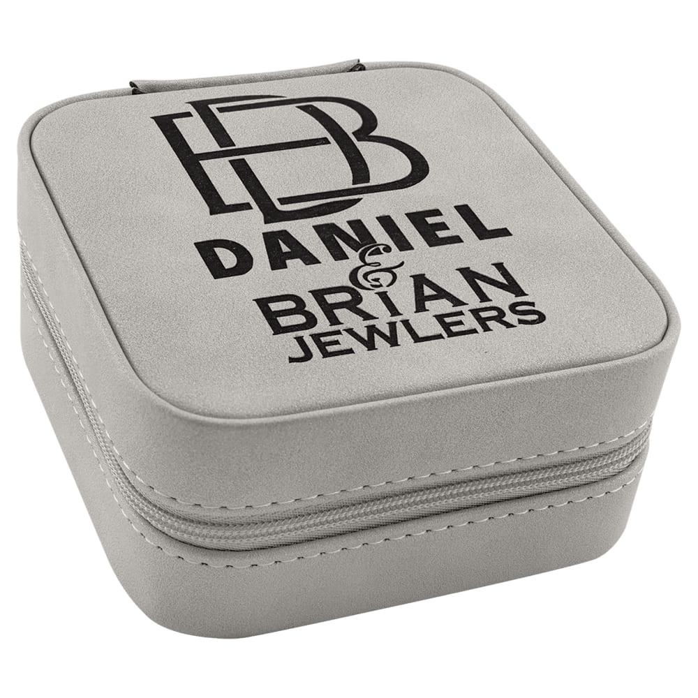 Personalized Travel Jewelry Box - Light Gray