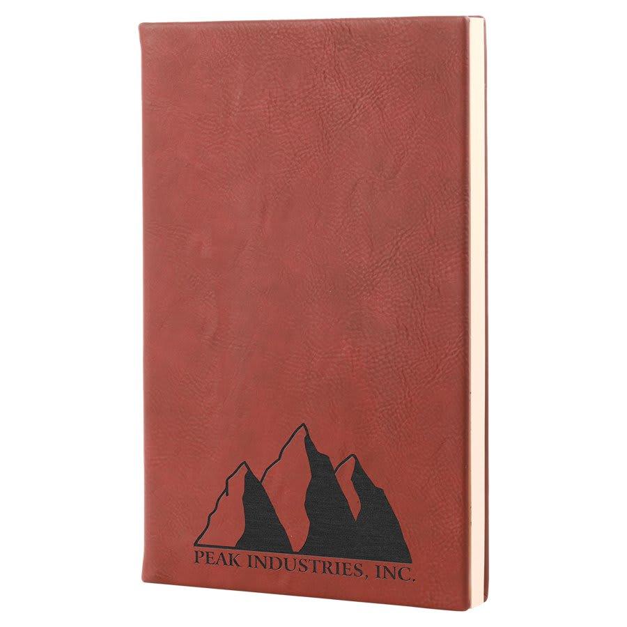 Personalized Leather Journal, Engraved Faux Leather Notebook - 5 1/4" x 8 1/4", Rose