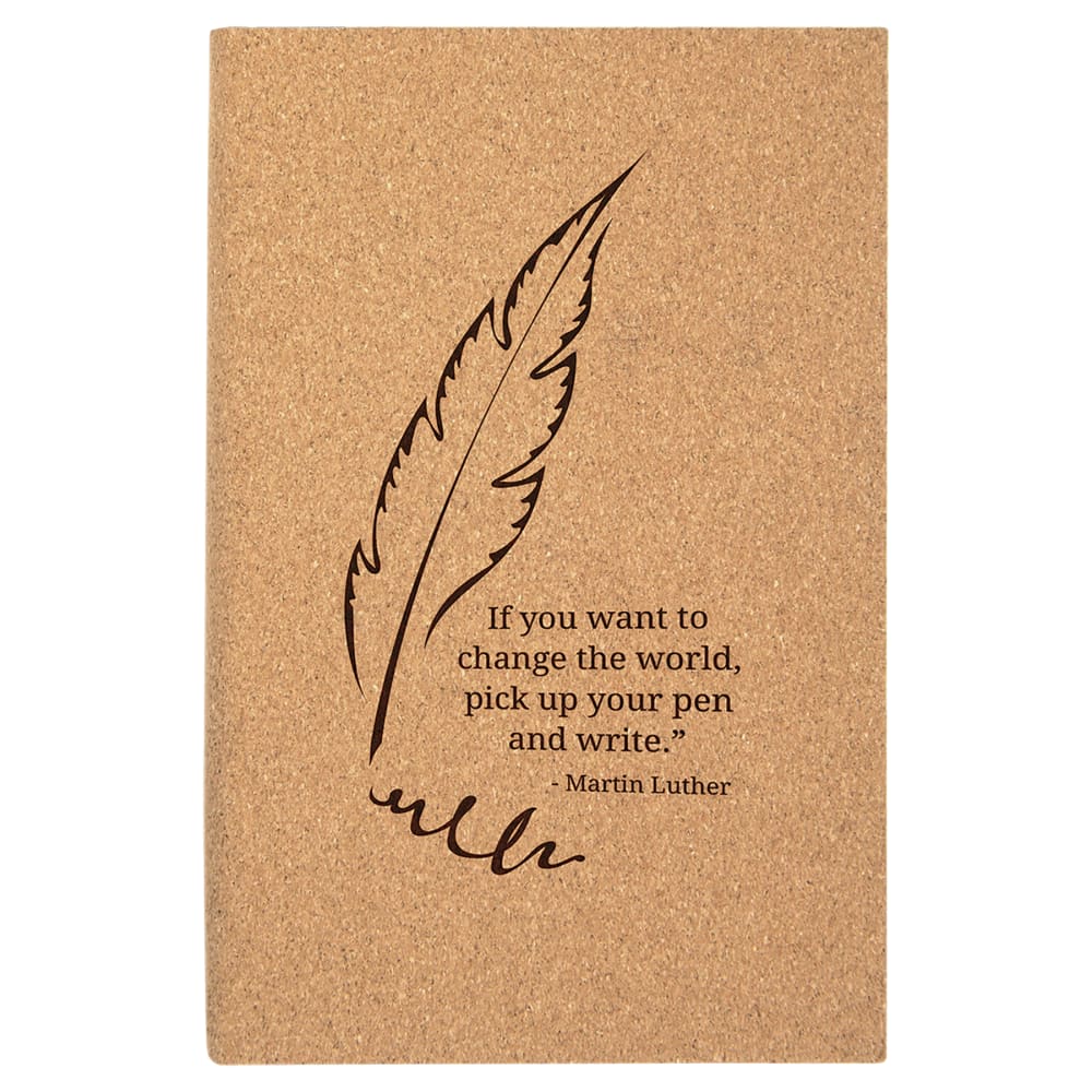 Personalized Leather Journal, Engraved Faux Leather Notebook - 5 1/4" x 8 1/4", Cork